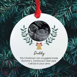 Personalised Baby Scan Bauble Tree Decoration - Daddy To Be Gift -Christmas From The Bump Christmas Sonogram - thumbnail 1