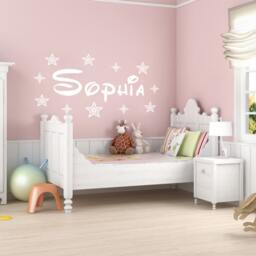 Child's Personalised Name With Stars Wall Art Sticker, Vinyl Decal, Modern Transfer - thumbnail 3