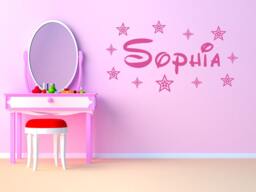 Child's Personalised Name With Stars Wall Art Sticker, Vinyl Decal, Modern Transfer - thumbnail 1