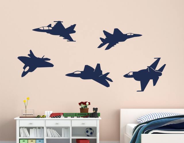 Jet Vinyl Wall Decals Fighter Plane Decor, Air Force Art - image 1