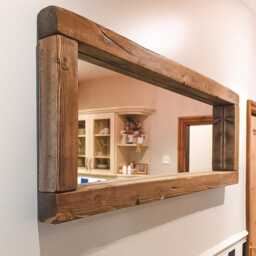 Handcrafted Chunky Warm Oak Mirror - Rustic Solid Wood Farmhouse Decor - thumbnail 1