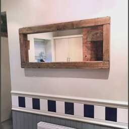Handcrafted Chunky Warm Oak Mirror - Rustic Solid Wood Farmhouse Decor - thumbnail 2