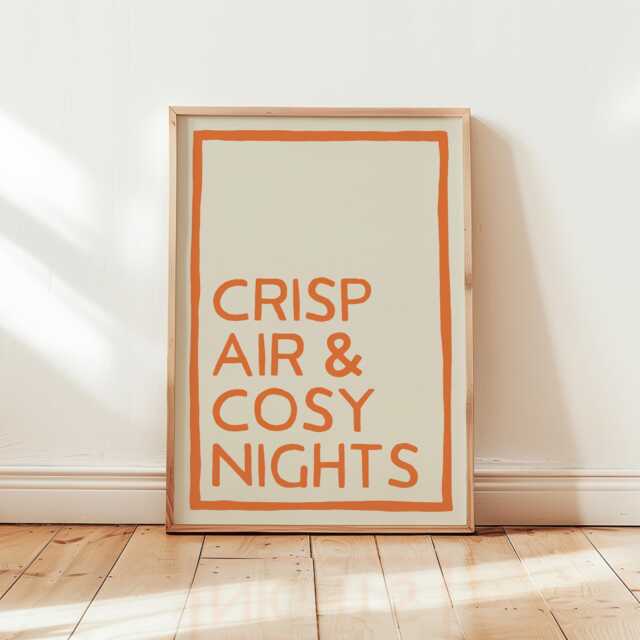 Crisp Air & Cosy Nights Autumn Print, Fall Home Decor, Living Room Typography Wall Art, Unframed - image 1