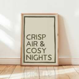 Crisp Air & Cosy Nights Autumn Print, Fall Home Decor, Living Room Typography Wall Art, Unframed - thumbnail 2