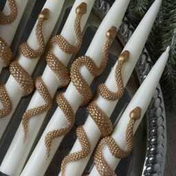 Gold Snake Taper Candles - Set Of 2 Gothic Dark Academia Decor - thumbnail 3