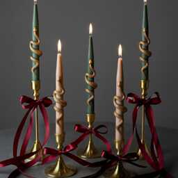 Gold Snake Taper Candles - Set Of 2 Gothic Dark Academia Decor - thumbnail 2