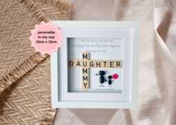 Mummy & Daughter Scrabble Frame Gift - Pebble Art Picture Birthday Or Mother's Day For Handmade UK - thumbnail 1