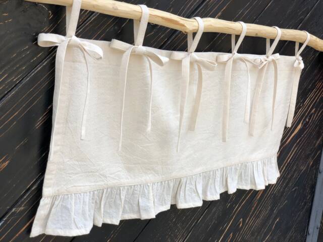 French Country Curtains Cottage Kitchen Ruffle Valance Beige Chic Ruffled Window Treatment Modern Farmhouse Curtain Tab Top Valances - image 1