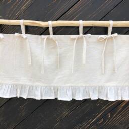 French Country Curtains Cottage Kitchen Ruffle Valance Beige Chic Ruffled Window Treatment Modern Farmhouse Curtain Tab Top Valances - thumbnail 2