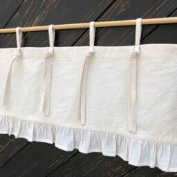 French Country Curtains Cottage Kitchen Ruffle Valance Beige Chic Ruffled Window Treatment Modern Farmhouse Curtain Tab Top Valances - thumbnail 4