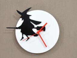 Halloween Witch - Black & White Silhouette Wall Clock