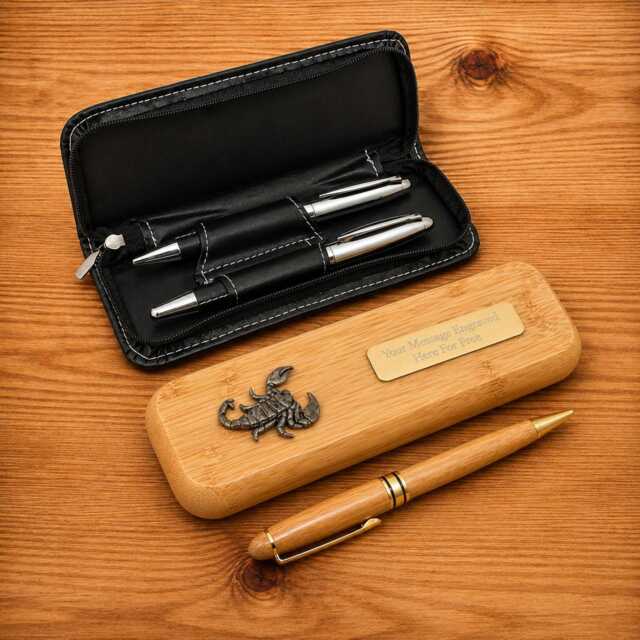 Exotic Animals Luxury Wooden Or Leatherette Pen Case With Matching Free Engraving Lion Parrot Tiger Gift - image 1