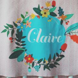 Personalized Organic Baby Swaddle Blanket Floral Name, Blush Pink Chevron - thumbnail 2