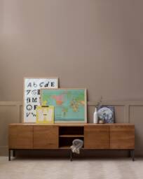Konk ??? Large Chamfered Edge Media Unit Bespoke Sizes Available Industrial Oak & Steel Console With Storage, Solid Wood Tv Stand Cabinet