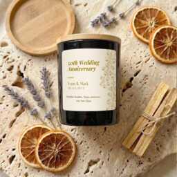 Personalised 50Th Golden Wedding Anniversary Candle Gift, Celebration Keepsake Gift For Parents, Grandparents - thumbnail 3