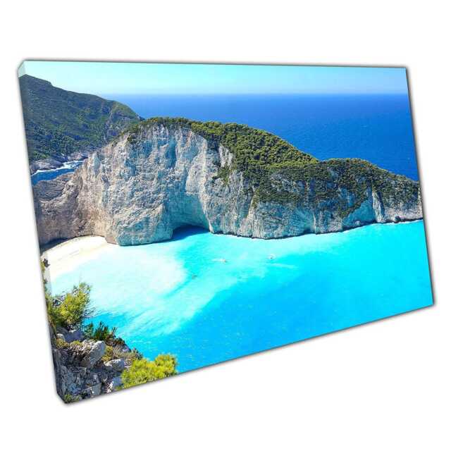 Zakynthos Island Shipwreck Canvas Print Greek Photography Wall Art For Home Office Decor - image 1