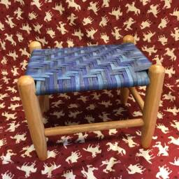 Varnished Handwoven Medium Oak Stool Splint Woven Bench, Handmade Usa - thumbnail 4