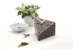 Geometric Wood Desk Clock, Triangle Distressed Table Clock - thumbnail 1