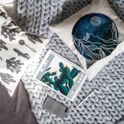 starry Night Mountain Pillow Cover, Throw Pillow, Galaxy Decorative Cushion, Christmas Holiday Cover - thumbnail 2