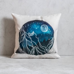 starry Night Mountain Pillow Cover, Throw Pillow, Galaxy Decorative Cushion, Christmas Holiday Cover - thumbnail 3
