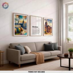 Aberdeen Poster Prints - Set Of 3 Posters - Watercolour Wall Art Decor Travel Hanging Scotland Artwork Gift UK Painting - thumbnail 1