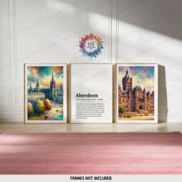 Aberdeen Poster Prints - Set Of 3 Posters - Watercolour Wall Art Decor Travel Hanging Scotland Artwork Gift UK Painting - thumbnail 2