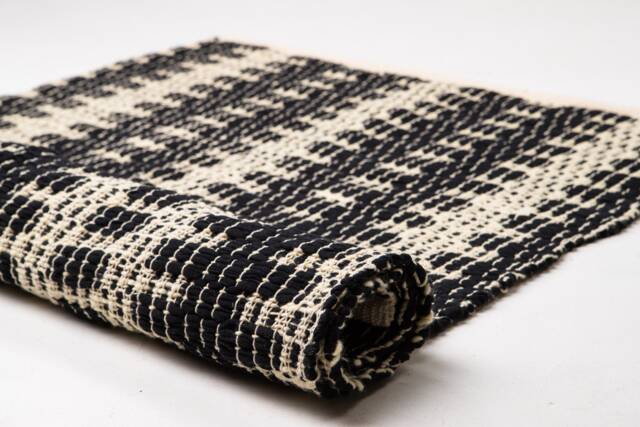 Black & White Woven Area Rug 4x7 Ft - Scandinavian Hall - image 1