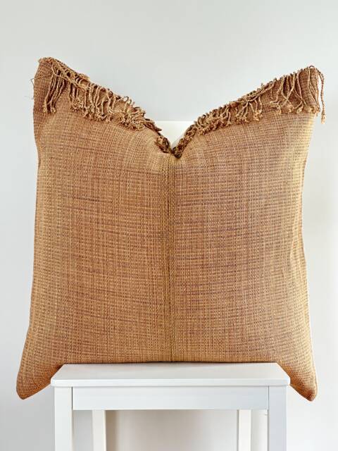Brown Tribal Hemp Hand Woven Natural Dye Color Hmong Lumbar Pillow Cover - image 1