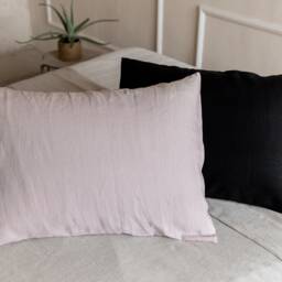 Linen Pillowcases Washed Fabric Black White Green Ashen Pink Custom Sizes Make To Order - thumbnail 2