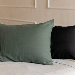 Linen Pillowcases Washed Fabric Black White Green Ashen Pink Custom Sizes Make To Order - thumbnail 3
