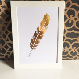 A4 A5 Real Gold/Rose Gold/Silver Feather Foil Print Wall Art Foiled Poster Sign Home Decoration Bedroom Living Room Office Nature Prints - thumbnail 1