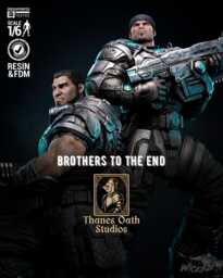 Brothers To The End - Soldier Duo Gaming Characters Marcus Fenix & Dominic Santiago Resin Figure 16K - thumbnail 1