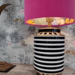 Pink Velvet Lampshade With Tropical Wonderland Lining, Large Ceiling Lightshade - thumbnail 2
