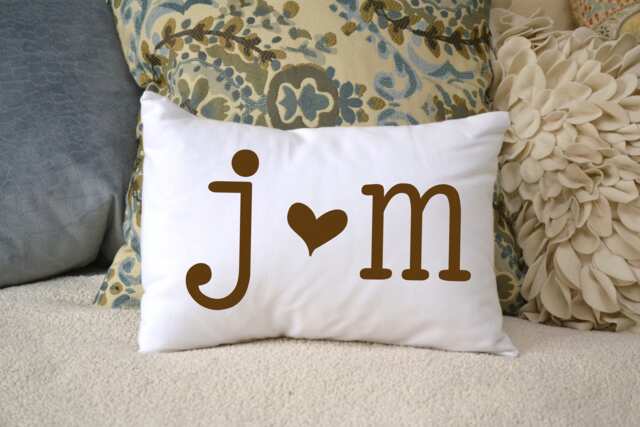 2nd Cotton Anniversary Personalized, Heart Pillow, Second Anniversary, Brown Newly Engaged Gift, Best Romantic Gift - image 1