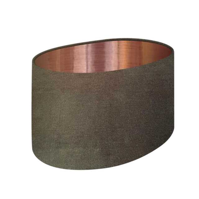 Olive Green Velvet Brushed Copper Oval Lampshade - image 1