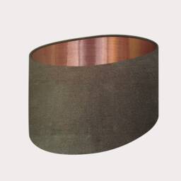 Olive Green Velvet Brushed Copper Oval Lampshade - thumbnail 2