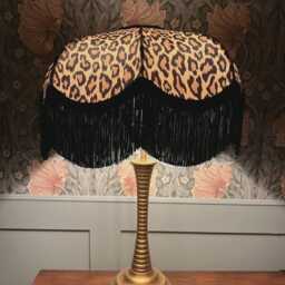 Leopard Print Velvet Fringed Lampshade Art Deco Style, Handmade in England - thumbnail 2