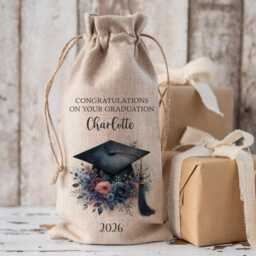 Personalised Bottle Bag, Graduation Class Of 2026, Wine Bottle University Keepsake Gift - thumbnail 2