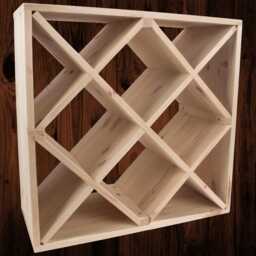 Square Wooden 24 Bottle Wine Rack - 52 X 25 cm Floor Standing Cabinet Display Cellar Storage Cube Holder- Unpainted & Untreated Pine - thumbnail 3