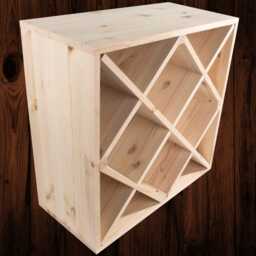 Square Wooden 24 Bottle Wine Rack - 52 X 25 cm Floor Standing Cabinet Display Cellar Storage Cube Holder- Unpainted & Untreated Pine - thumbnail 2
