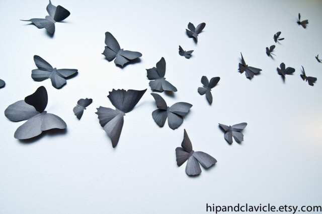 3D Butterfly Wall Art, Black Butterflies, Decor - Soot - image 1
