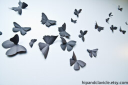 3D Butterfly Wall Art, Black Butterflies, Decor - Soot - thumbnail 1