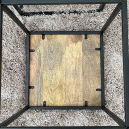 Industrial Mango Wood Side Tables Square Tray Top, Metal Legs - Set Of 2 - thumbnail 4