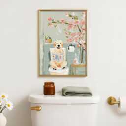Golden Retriever Toilet Art Print - Funny Bathroom Wall Dog Lover Gift Humorous Quirky Animal Decor - thumbnail 1