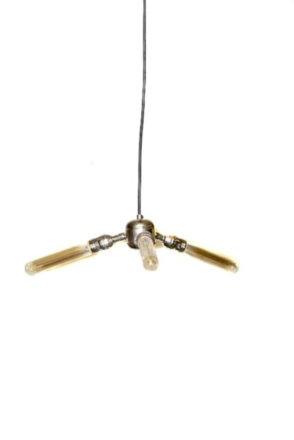Simply Modern Bare Bulb Triple Light Chrome Edison Pendant/Chandelier - image 1