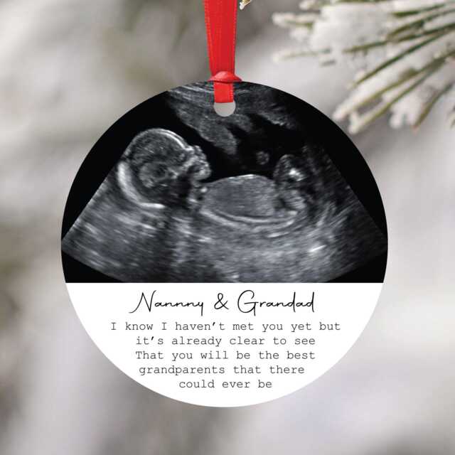Personalised Baby Scan Bauble For Grandparents - Christmas Gift From The Bump Tree Decoration Sonogram Xmas - image 1