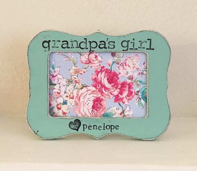 Personalized Grandpa Picture Frame Hand Stamped Distressed Wood - image 1