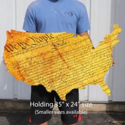 "Plasma Cut Dibond Aluminum Usa Constitution Map Home Decor Wall Art Patriotic Symbolism Declaration United States 35"" X 24" - thumbnail 1