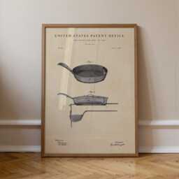 Frying Pan Patent Print Hand-Painted Watercolor Kitchen Bakery Art Print - thumbnail 1