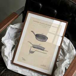 Frying Pan Patent Print Hand-Painted Watercolor Kitchen Bakery Art Print - thumbnail 2